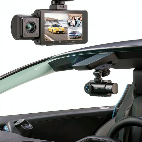 NEXPOW 3 Channel 4K WiFi Dash Cam Front Rear Cabin Recording-4