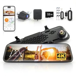 WOLFBOX 4K Mirror Dash Cam with Wi-Fi GPS Parking Monitor-0