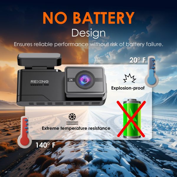 Rexing C2 Dash Cam Dual Channel 2K Front 1080p Rear Wi-Fi-7