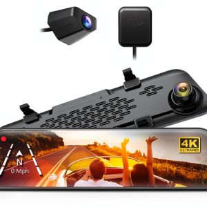 WOLFBOX 4K Mirror Dash Cam GPS WDR Parking Monitor-0