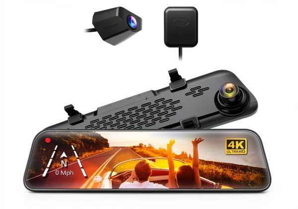 WOLFBOX 4K Mirror Dash Cam GPS WDR Parking Monitor-0