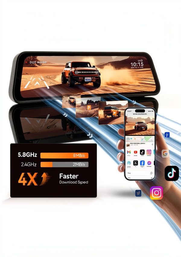 WOLFBOX 4K Mirror Dash Cam with Wi-Fi GPS Parking Monitor-2