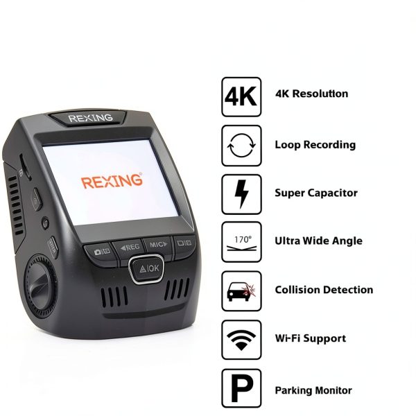 Rexing V1 4K UHD Front Wi Fi Dash Cam Black-1