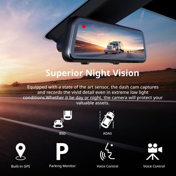 Rexing M1 Pro Mirror Dash Cam 1440p Front 1080p Rear-2
