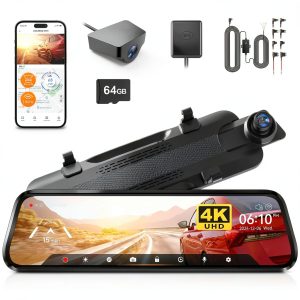WOLFBOX 4K Mirror Dash Cam 1080P Rear Camera GPS Wi-Fi-0