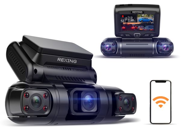 Rexing S3 3 Channel Dash Cam Full HD Wi Fi GPS-1
