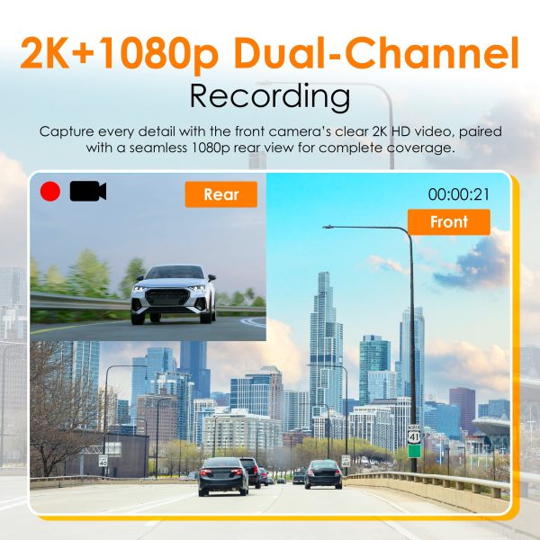 Rexing C2 Dash Cam Dual Channel 2K Front 1080p Rear Wi-Fi-5