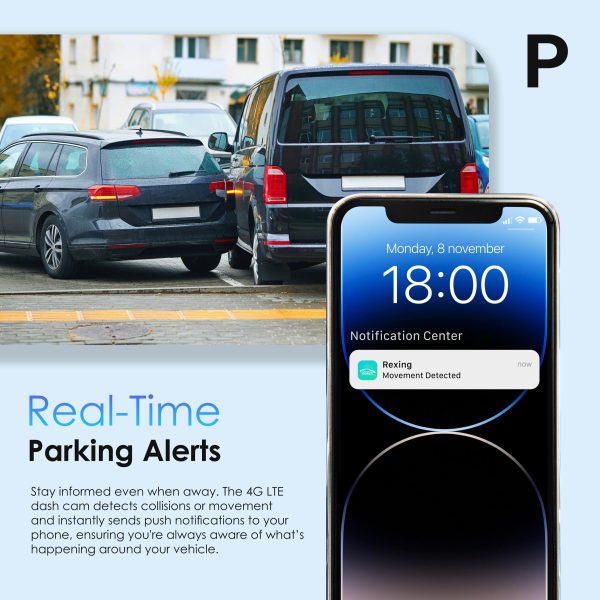 Rexing 4G LTE Dash Cam 2 Channel GPS Parking Mode Alerts-5
