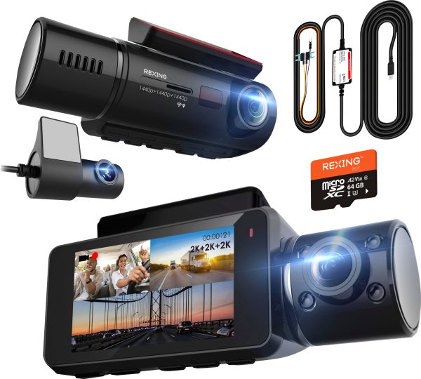 Rexing V33 Dashcam Front Cabin Rear Camera GPS App-0