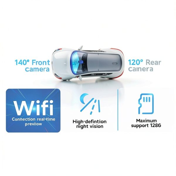 HOCO DV12 Dashcam Front Rear Camera WiFi GPS Loop Recording-2