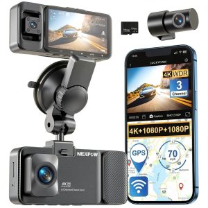 NEXPOW K02 Dash Cam 4K Front Rear Cabin GPS Car Camera-0