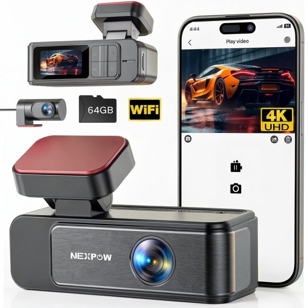 NEXPOW 4K Dash Cam Dual Recording Built in WiFi Night Vision-0