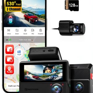 REDTIGER Dash Cam 3 Channel 2.5K Touch Screen Black-0