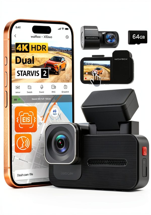 WOLFBOX 4K Front 2.5K Rear Dash Cam Wi-Fi GPS Anti-Shake-0