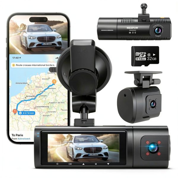 NEXPOW A17 Dash Cam Front Rear 4K WiFi GPS Night Vision-0