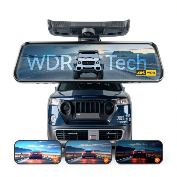 WOLFBOX 10 Inch 4K Rear View Mirror Camera WiFi Touch Screen-4