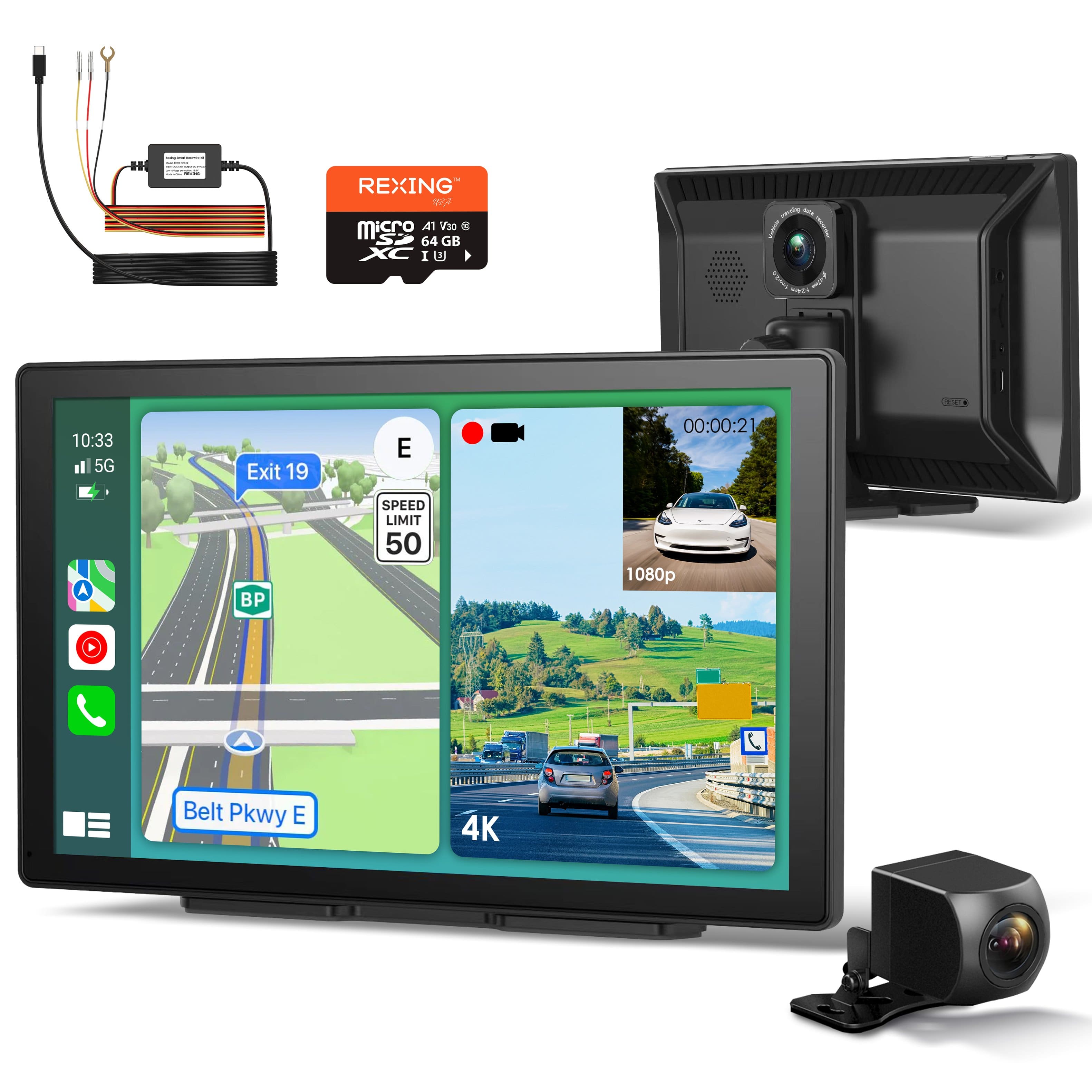 Rexing Dash Cam mounted on a car windshield