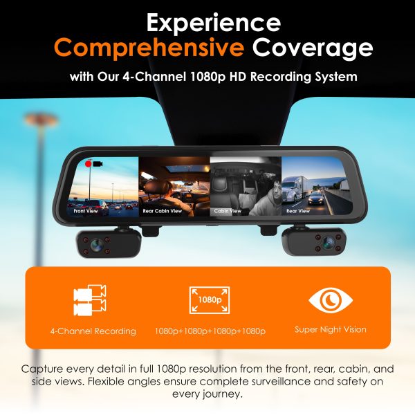Rexing M4 4 Channel Mirror Dash Cam GPS 1080p Recording-1