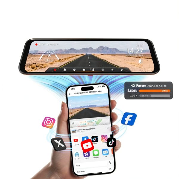 WOLFBOX 4K Mirror Dash Cam 12 Inch Screen WiFi GPS-2