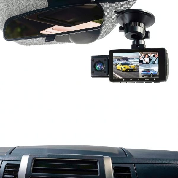 NEXPOW 3 Channel 4K WiFi Dash Cam Front Rear Cabin Recording-1