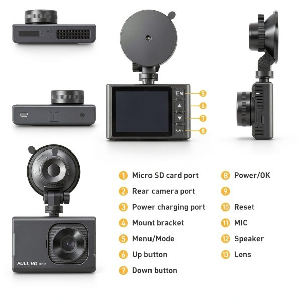 NEXPOW Dash Cam Front and Rear 1080P Night Vision Car Camera-6