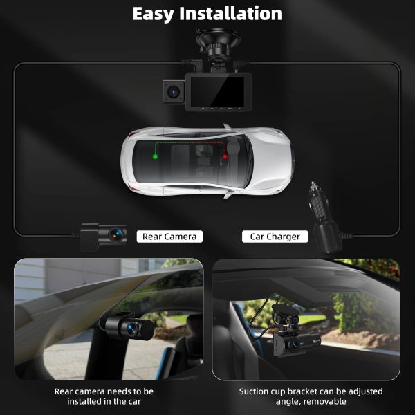 NEXPOW 3 Channel 4K WiFi Dash Cam Front Rear Cabin Recording-7