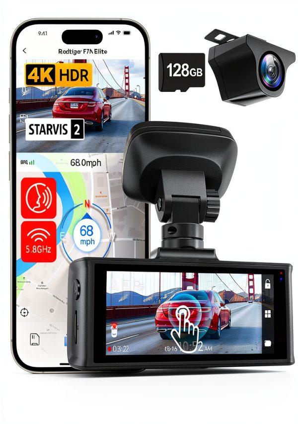 REDTIGER RTF7N 4K Dash Cam Front Rear WiFi GPS Voice Control-0