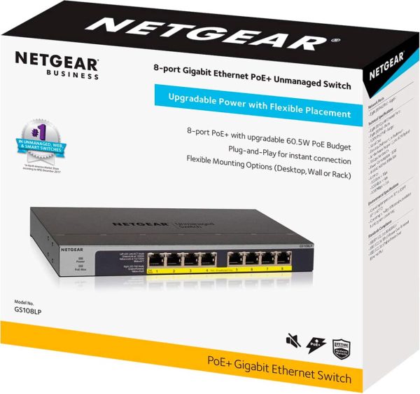 NETGEAR 8 Port Gigabit Ethernet PoE Unmanaged Switch Gray-3