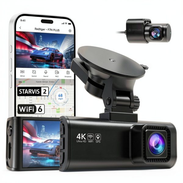 REDTIGER 4K Dash Cam STARVIS 2 Sensor 5.8GHz WiFi GPS-0