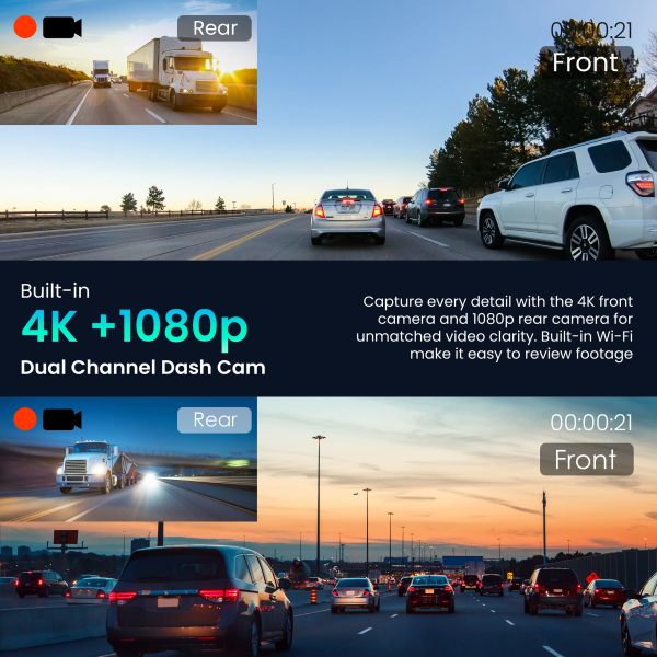 Rexing Dash Cam 4K 1080p CarPlay Android Auto WiFi GPS-4