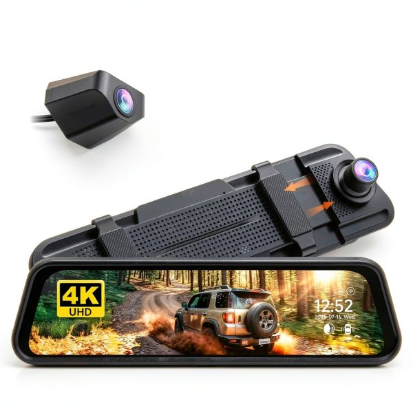 WOLFBOX 4K Mirror Dash Cam 10 Touch Screen Night Vision-0