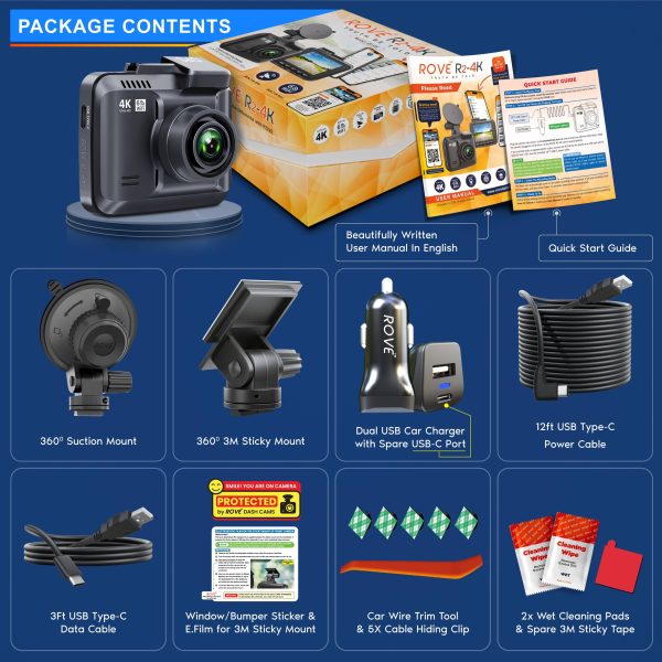 ROVE R2 4K Dash Cam Ultra HD Recording Built In Wi Fi GPS-4
