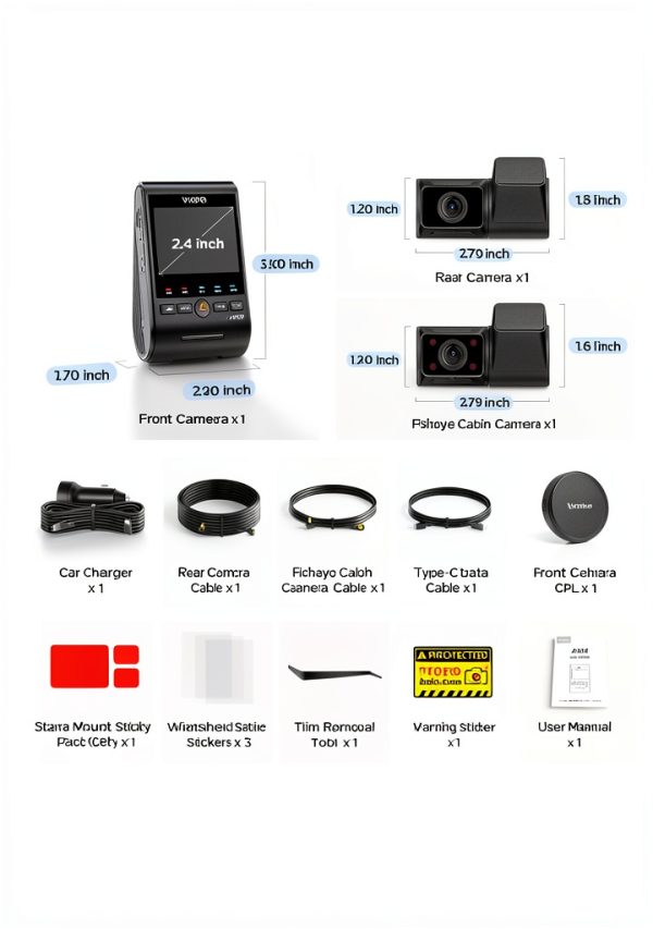 VIOFO A329S 4K 3 Channel Dash Cam 4K Front 2K Cabin Rear-8