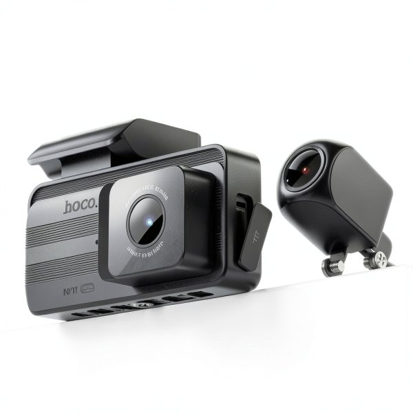 HOCO DV12 Dashcam Front Rear Camera WiFi GPS Loop Recording-1