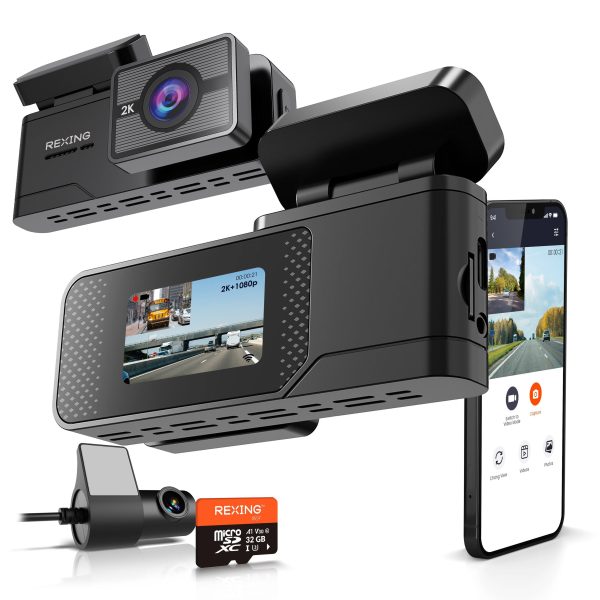 Rexing C2 Dash Cam Dual Channel 2K Front 1080p Rear Wi-Fi-1