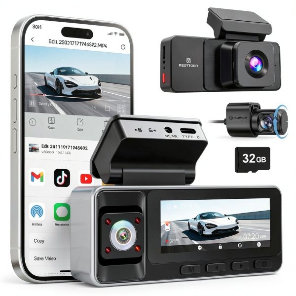 REDTIGER A3 Dash Cam 3 Channel WiFi 24H Parking Mode-0