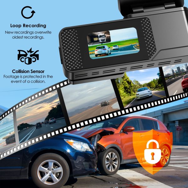 Rexing C2 Dash Cam Dual Channel 2K Front 1080p Rear Wi-Fi-4