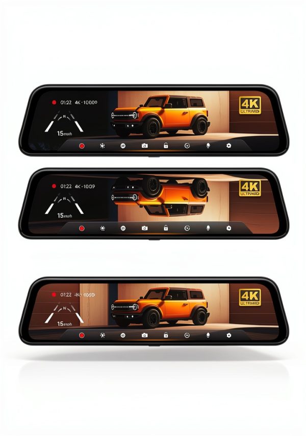 WOLFBOX 4K Mirror Dash Cam with Wi-Fi GPS Parking Monitor-4