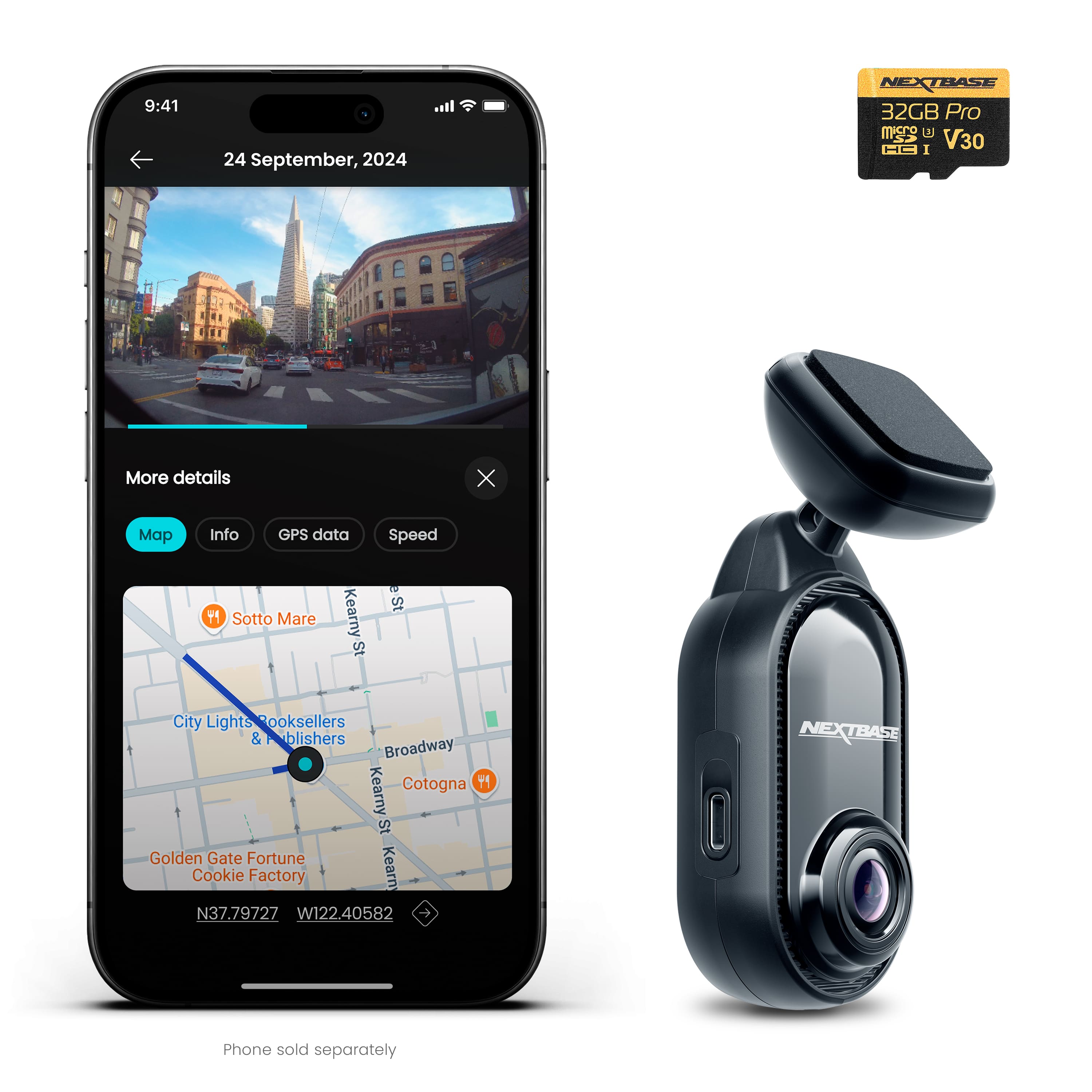 Nextbase 2K Piqo Dash Cam mounted on a car windshield