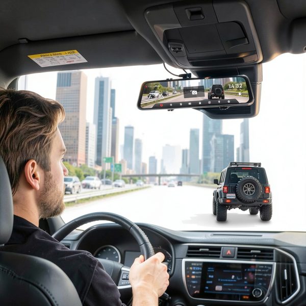 WOLFBOX G900 PRO 4K Mirror Dash Cam Front Rear Recording-5