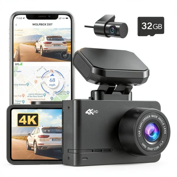 WOLFBOX D07 4K Dual Dash Cam Wifi GPS Night Vision-0