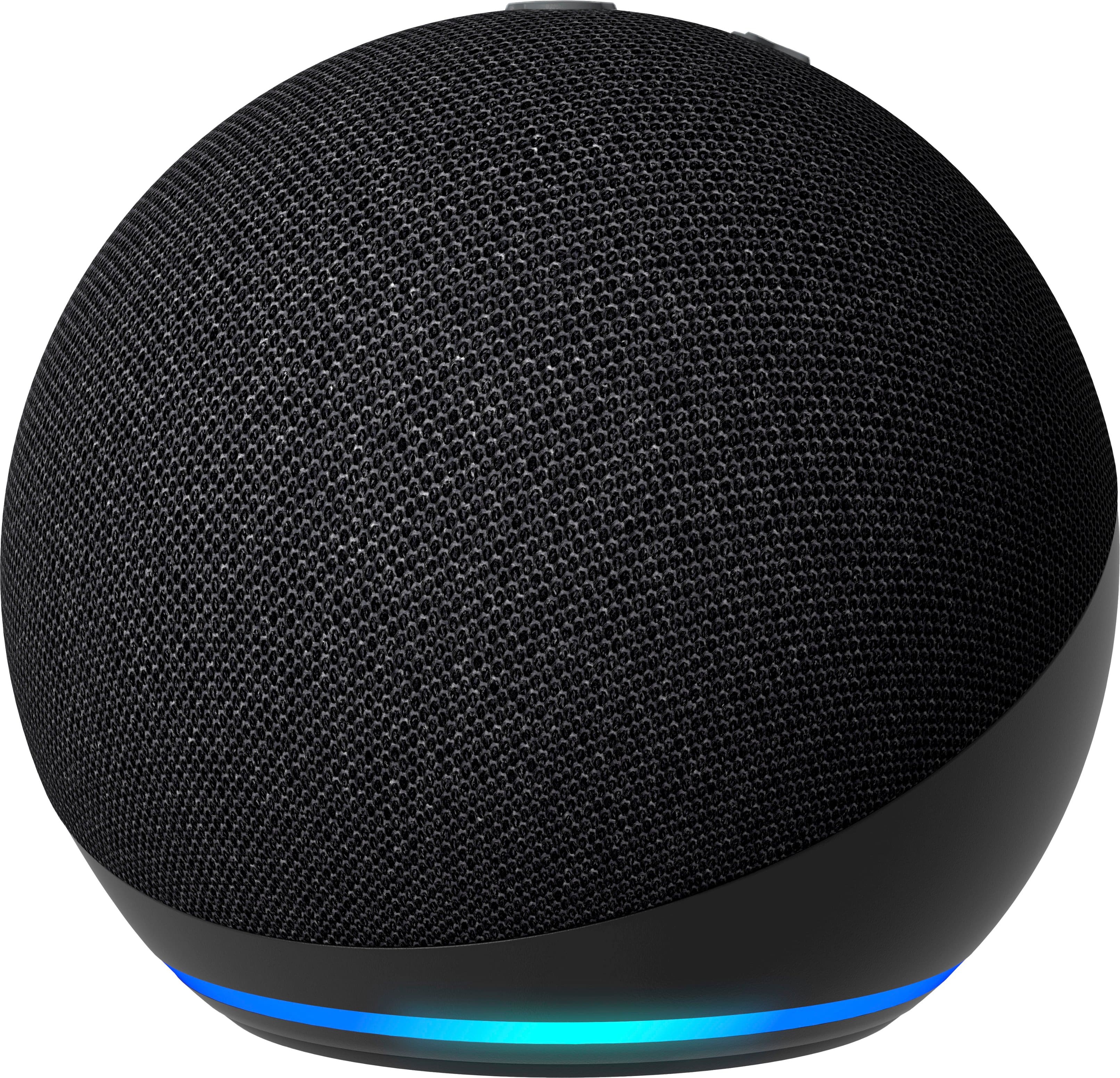 Amazon Echo Dot 5th Gen in Charcoal color on a living room table