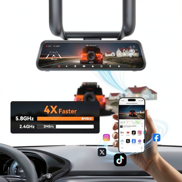 WOLFBOX 4K Mirror Dash Cam 1080P Rear Camera GPS Wi-Fi-2